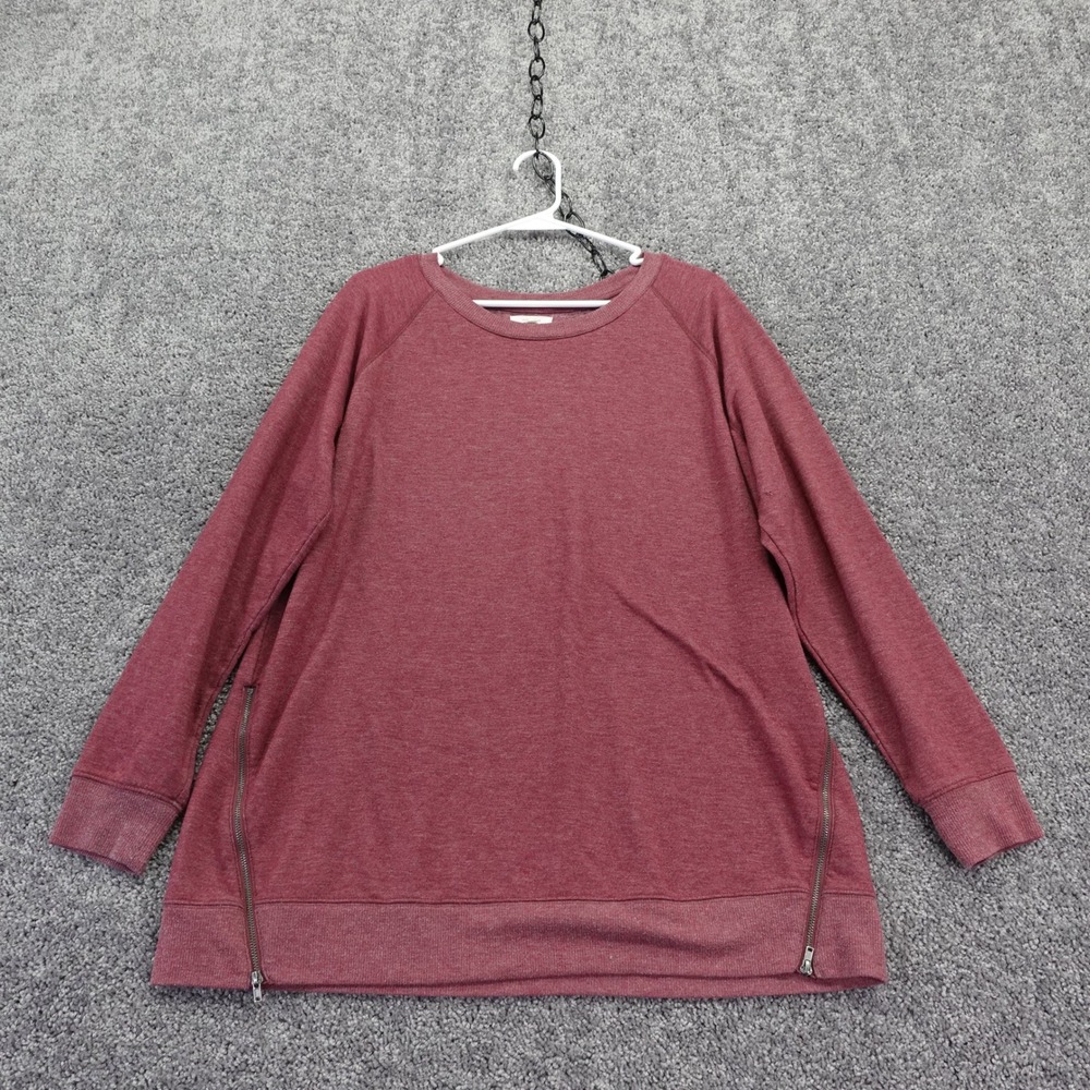 Maurices Sweatshirt Womens Extra Large Burgundy Side Zip Raglan Long Sleeve Top